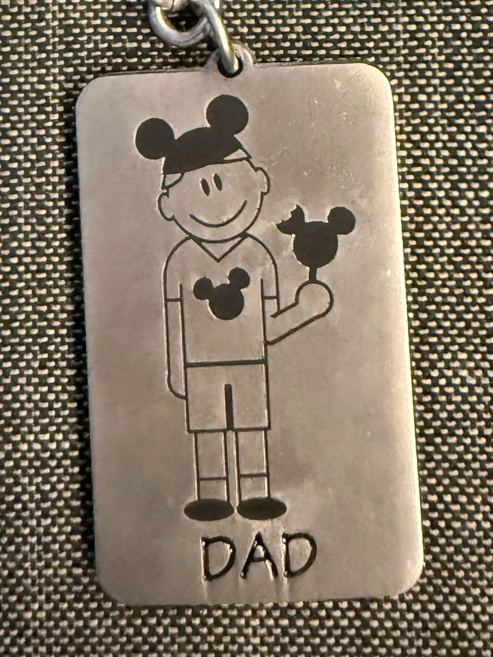 Disney Metal Keychain Tag with Red Mickey Icon Dad